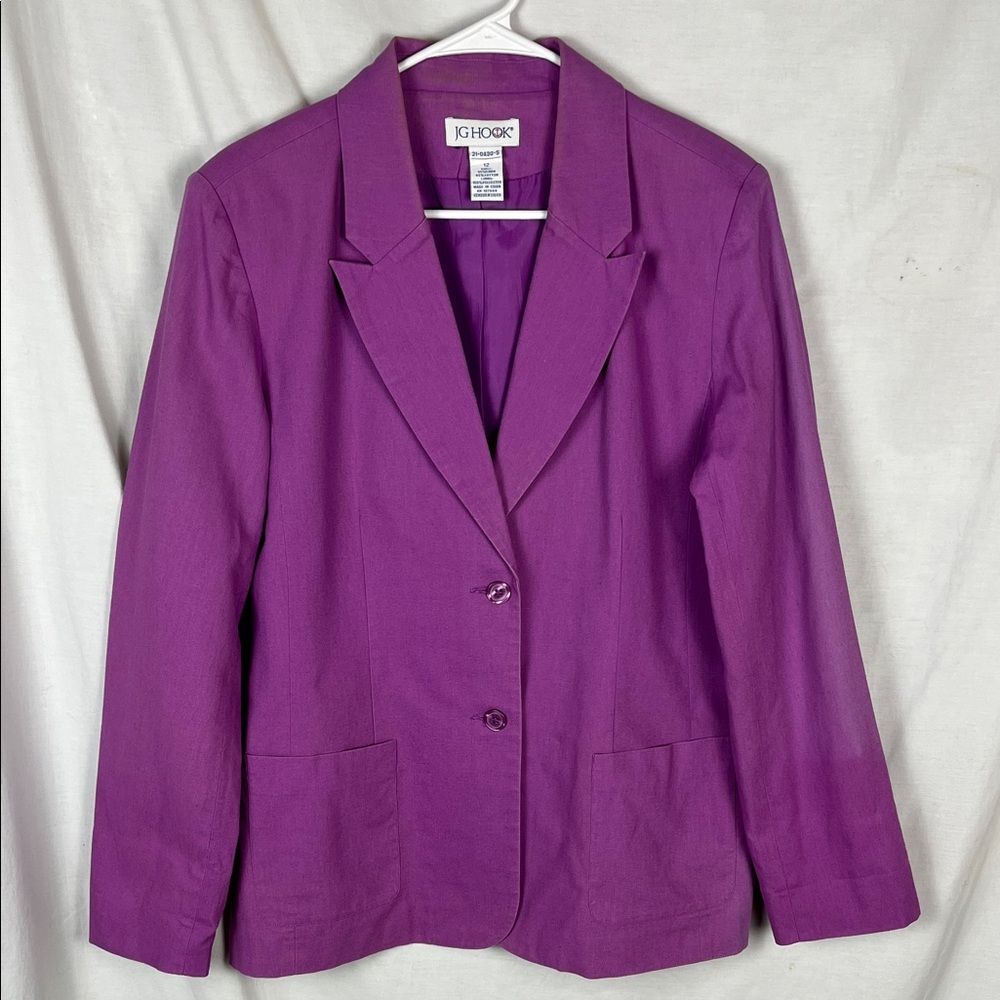 Vintage J.G. Hook Cotton Linen Blend Purple Blazer